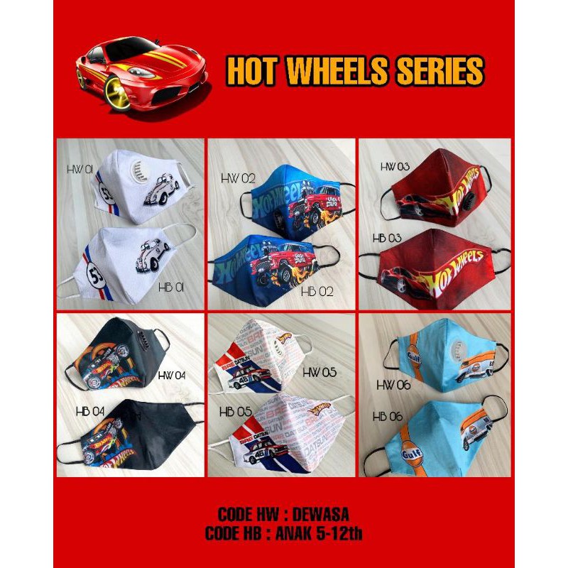 Masker Stylish Hot Wheels Design Exclusive