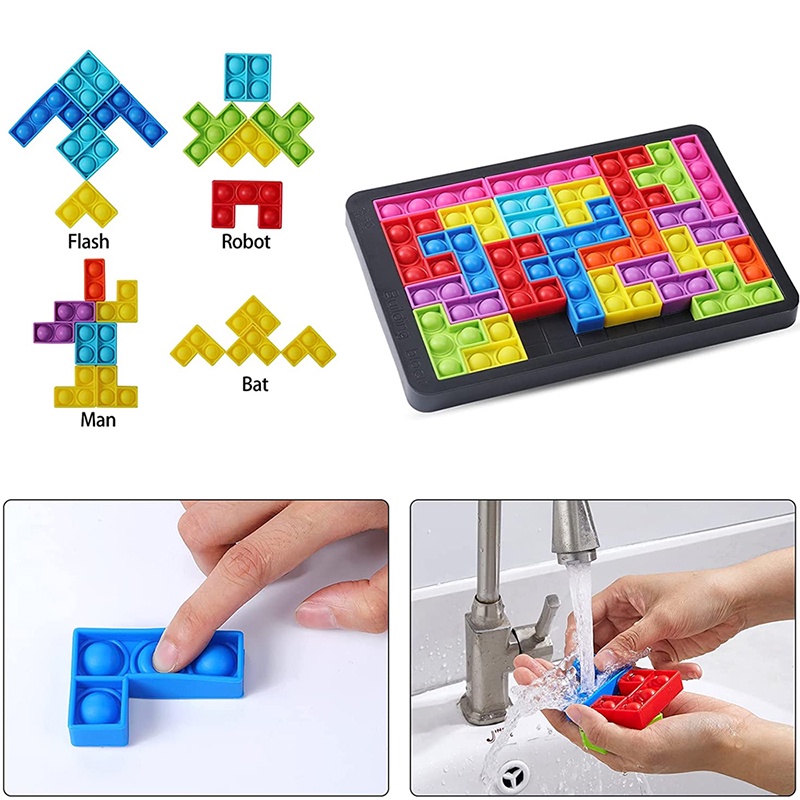 NEW Pop it dadu Mainan Game Building Block Pop It tetris 26 pcs Pop It Push Bubble Pereda Stres Untuk Anak Mainan Puzzle Jigsaw Tetris