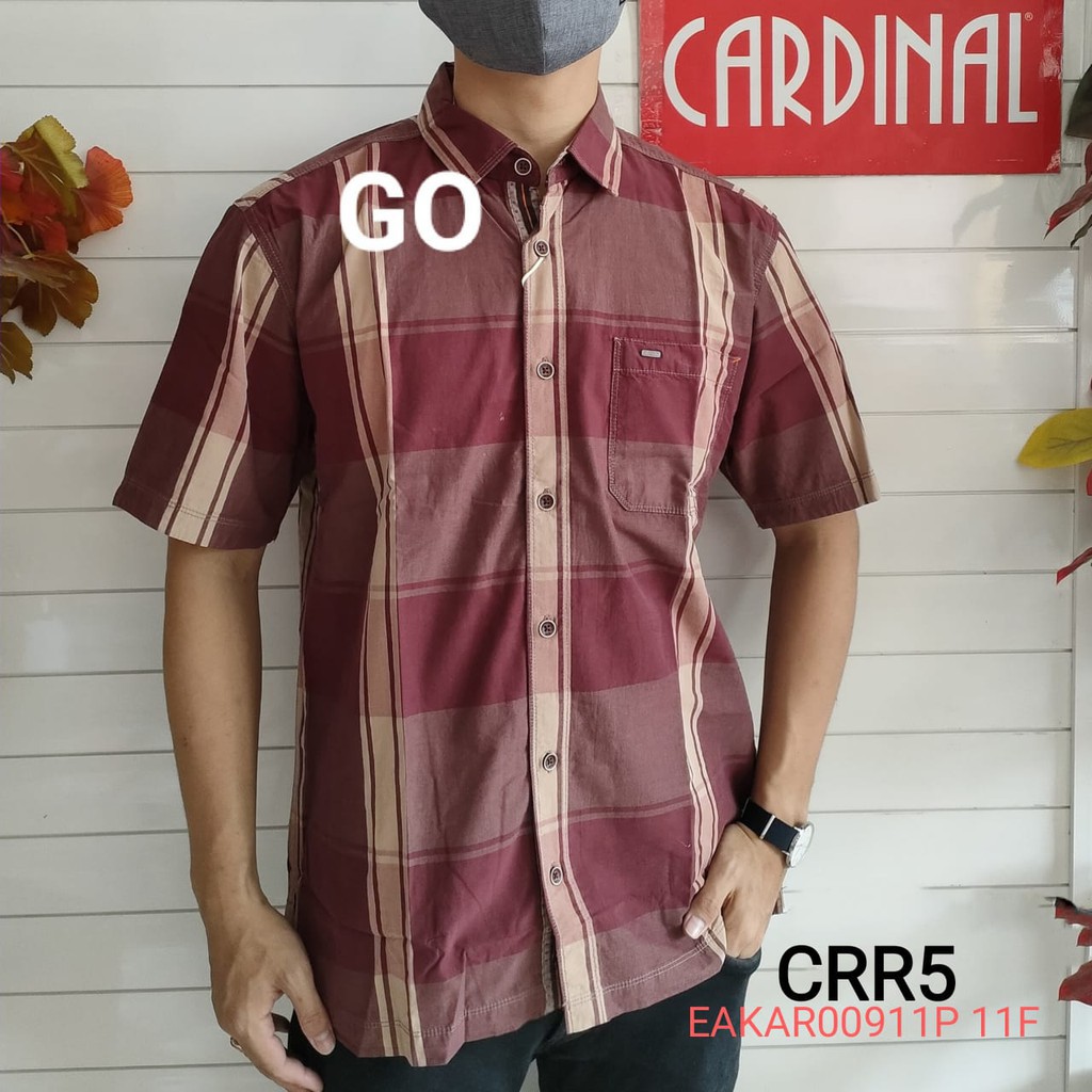 gos CRR CARDINAL KEMEJA CASUAL Hem Pria Baju Cowok Pakaian Pria Lengan Pendek