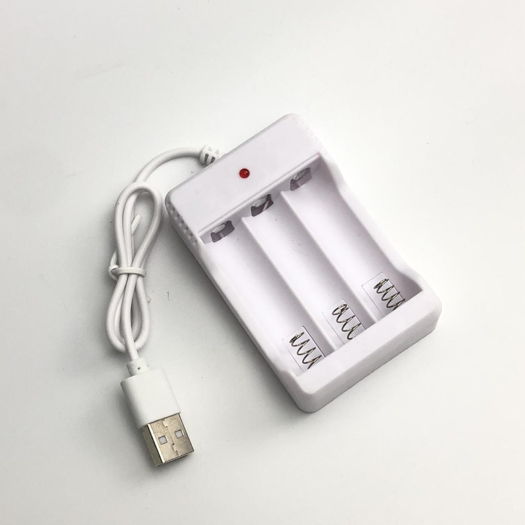 PUTIH CHARGER DESTOP BATERAI AAA DAN AA WARNA PUTIH USB