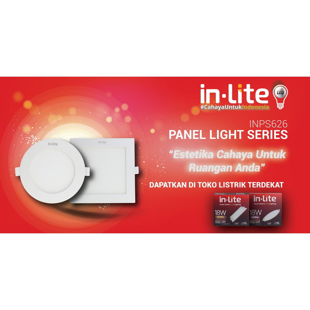 In-Lite Lampu Plafon Downlight Panel LED IB 6w Kotak Bulat Putih Kuning / inLite Downlight