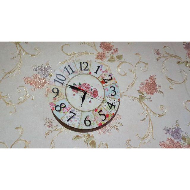 63 Jam Dinding Unik Bunga Cantik Hiasan Interior Ruang Motif Bunga Shabby Chic-2