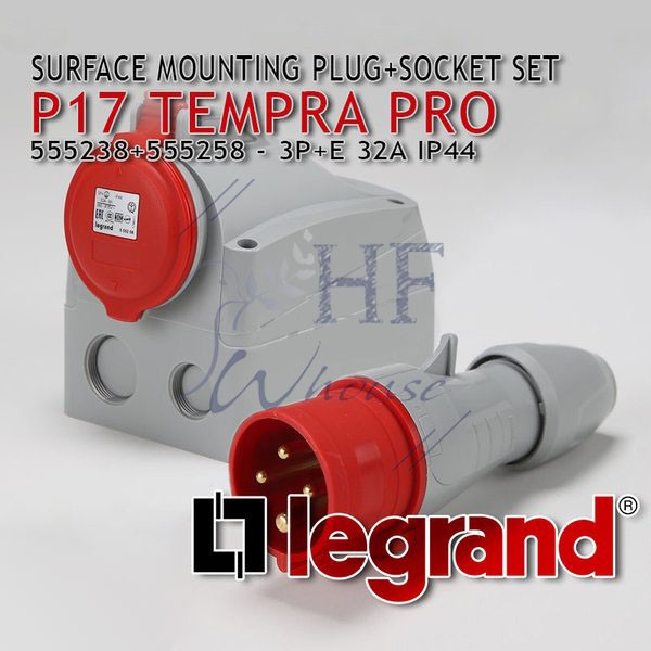 Legrand Set Surface Mounting + Plug 32A 3P+E 4Pin IP44 (555238+555258)