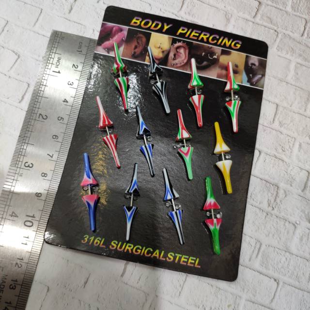 Anting piercing isi 12 pcs model tombak skl 8