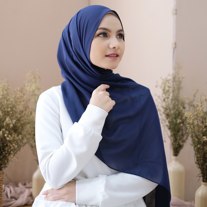(BISA COD) PASHMINA DIAMOND 180X75 PREMIUM NISSA SABYAN-Navy