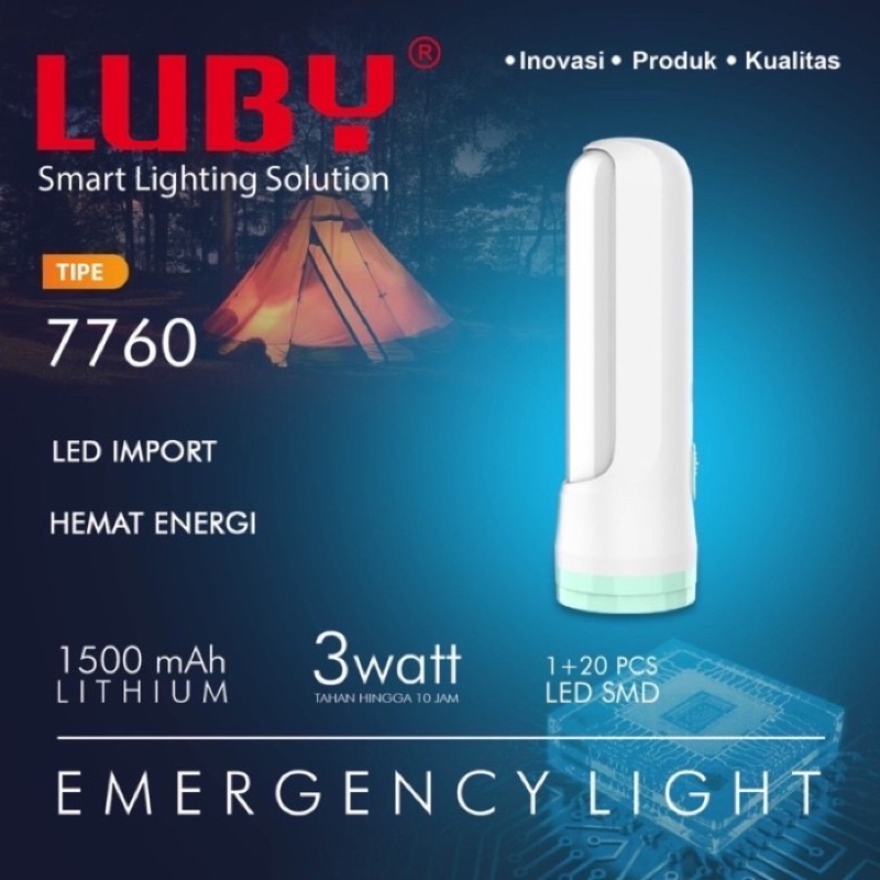 Senter Tangan luby 7760 dengan lampu emergency