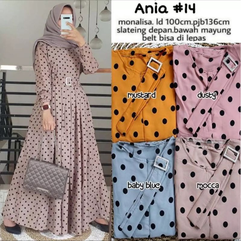 GRATIS ONGKIR GAMIS ANIA MAXI POLKADOT MOTIF DAN MODEL TERBARU 2021 / PROMO gamis polkadot / BAJU WA