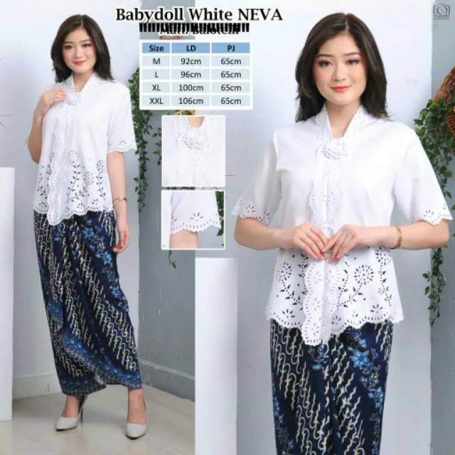 Promo Kebaya Encim Modern Laser Neva Lengan Pendek Cut Good Qualiti