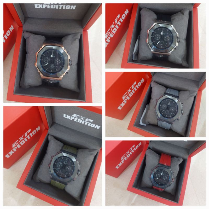 JAM TANGAN PRIA, EXPEDITION RUBBER E6816M CHRONOGRAPH ORIGINAL