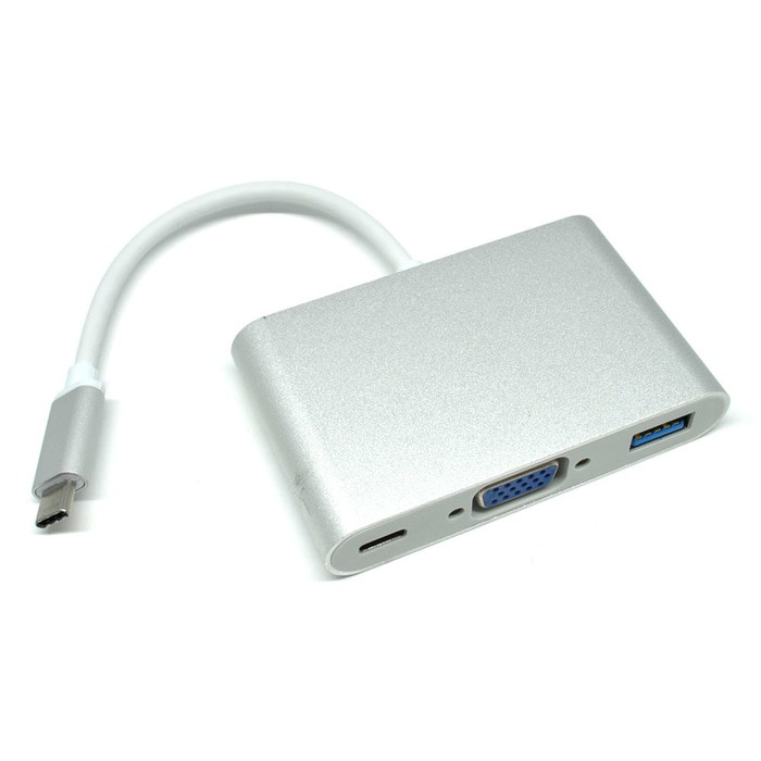 Kabel USB Type C Aluminium Male to USB 3.0 VGA SILVER