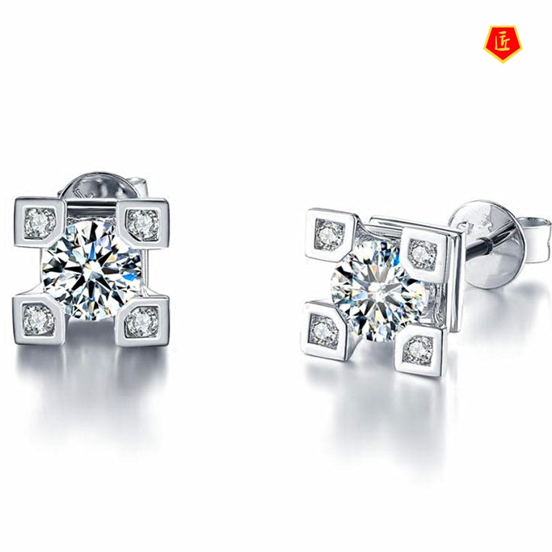 [Ready Stock]Creative Personality Pt950 Platinum Moissanite Stud Earrings