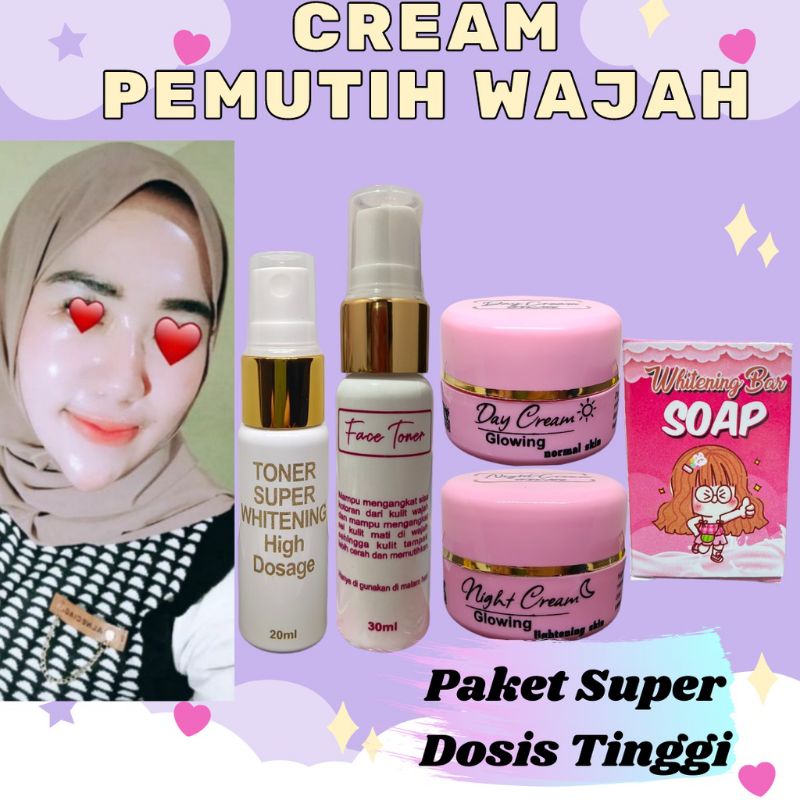 Cream pemutih wajah ampuh SKINCARE (PAKET STRONG + TONER STRONG DOSTING) Cream pemutih wajah Virall 