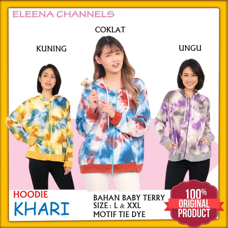 Jacket Hoody Cewek Motif Tie Dye Sweter Lengan Panjang Korea KHARI