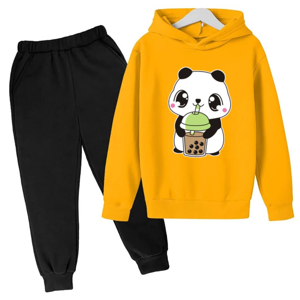 BESS - Baju Setelan Wanita Murah / Setelan Hoodie + Jogger Hitam - PANDA BUBLE