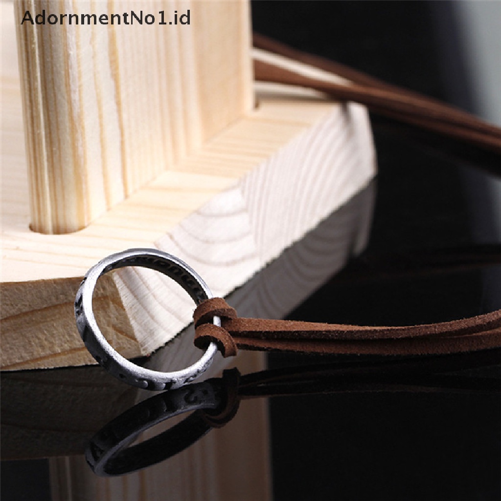 (AdornmentNo1) Kalung Tali Kulit Liontin Ring Kode 4 Nathan Drake Gaya Vintage