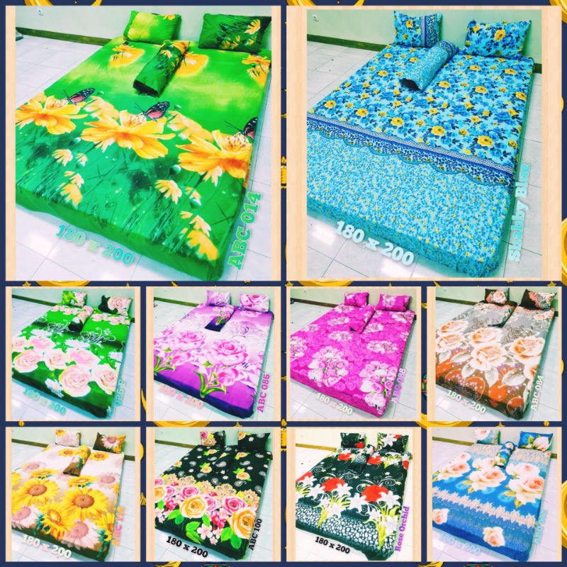 SPREI SEPRAI KARAKTER DAN BUNGA 180 X 200 X 20 SET 2 SARBAN 1 SARGUL