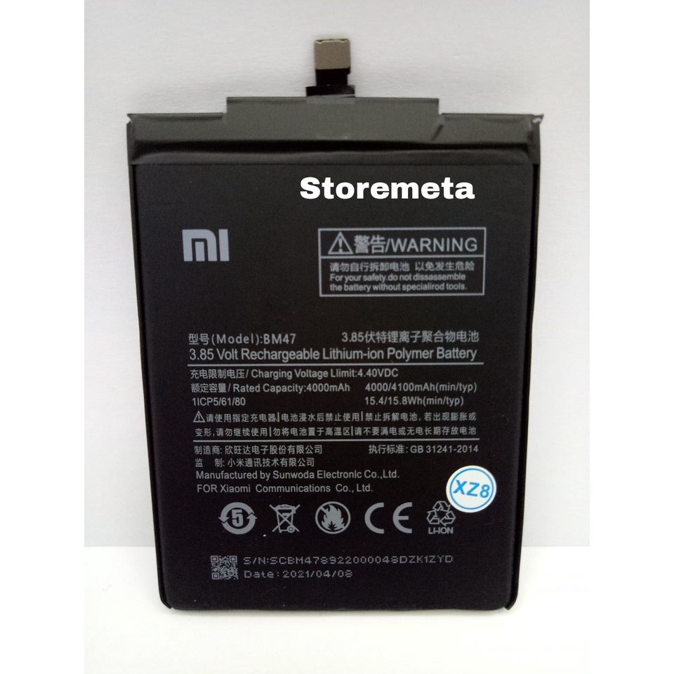 Baterai Original Battery Xiaomi BM-47/Xiaomi Redmi 3/Xiaomi Redmi 3X/Xiaomi Redmi 3 Pro/Xiaomi Redmi 4X