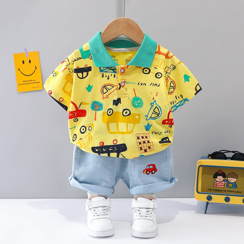 LittleAaron  SET WANGKI TURBO CARS EBV Setelan Kaos Anak Bayi Laki-laki Pendek 6bulan - 4tahun