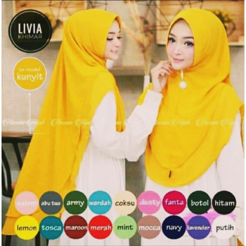 Khimar Livia 2 layer / Hijab Syar`i 2 Layer / Hijab Instan