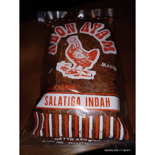 

Abon ayam yang dibuat dengan daging kualitas super.. 100% halal Berat per kemasan 250 gram......