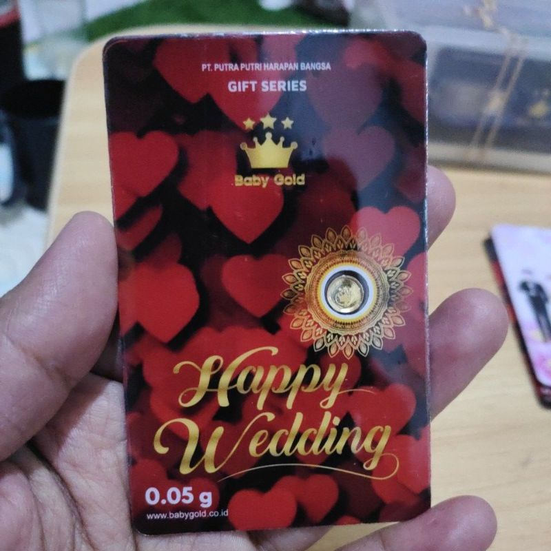 baby gold emas mini logam mulia happy wedding 0,05