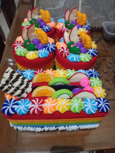[ready] Set Toples Flanel Rainbow Fruits On Forest