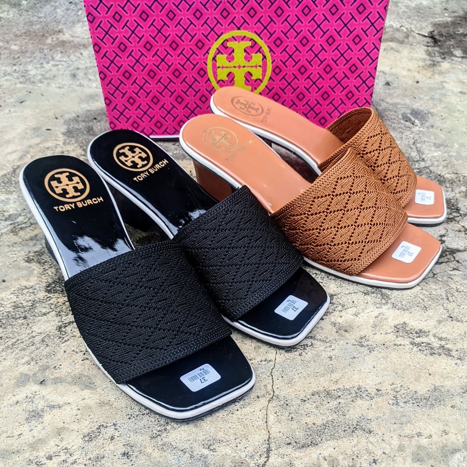 HAK TAHU - Sandal Wanita Hak Tinggi 5 cm Sandal Perempuan Rajut Import Casual Fashion Terbaru Sendal Pesta Party ToryTORY