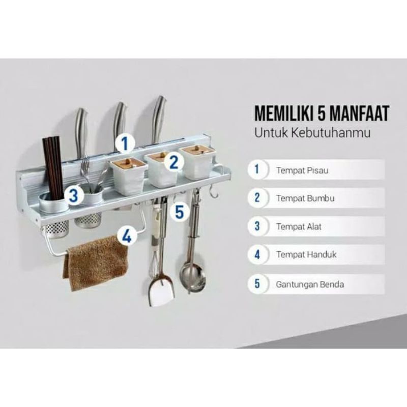 Rak Dinding Serbaguna GSF G 4040 Rak Dinding Dapur Rak Dinding Dapur Aluminium Anti Karat Serbaguna