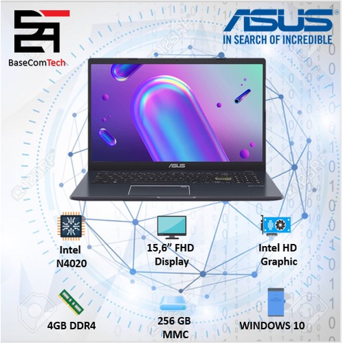 Laptop Asus Vivobook E410MA INTEL N4020 RAM 4GB 128/192GB 14HD WINDOWS 10-L510MA BLACK 256/15