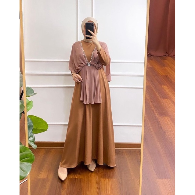 Zoya Dress Ld 110/Dress Bridesmaid /Dress Kondangan/Dress Sage/Dress Lebaran/Dress Pesta/Dress Set Outer/Dress Prewedding