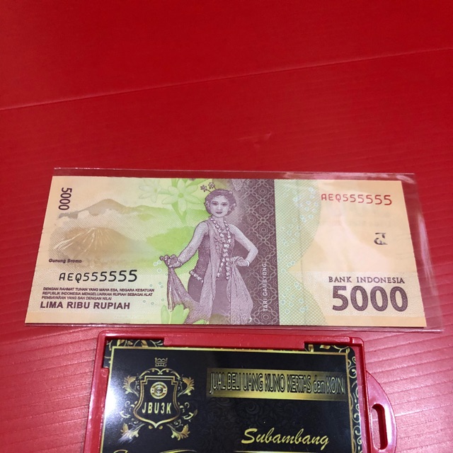 Uang nomer seri cantik solid AEQ555555 Unik n Langka
