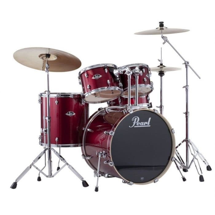 Pearl Drum Akustik Export EXX725 SP/C-760 55-Ply 7.5mm Poplar Shells Warna Burgundy Komplit Termasuk