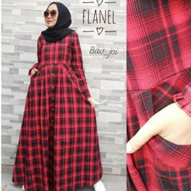 Gamis flanel kotak