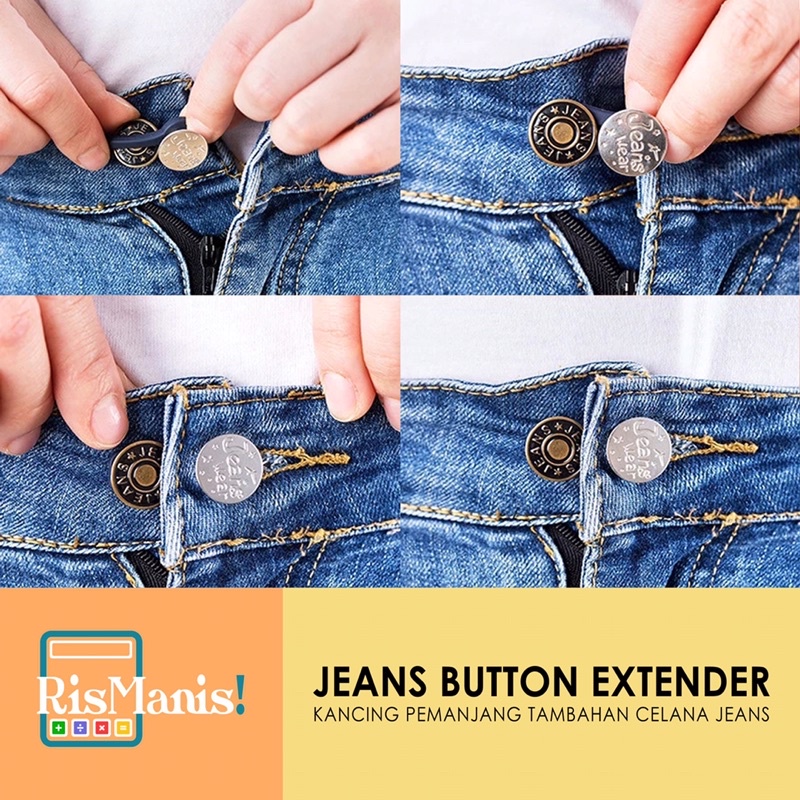 JEANS BUTTON EXTENDER - Kancing Metal Tambahan Pemanjang Pinggang Celana Jeans Sempit Button Expand