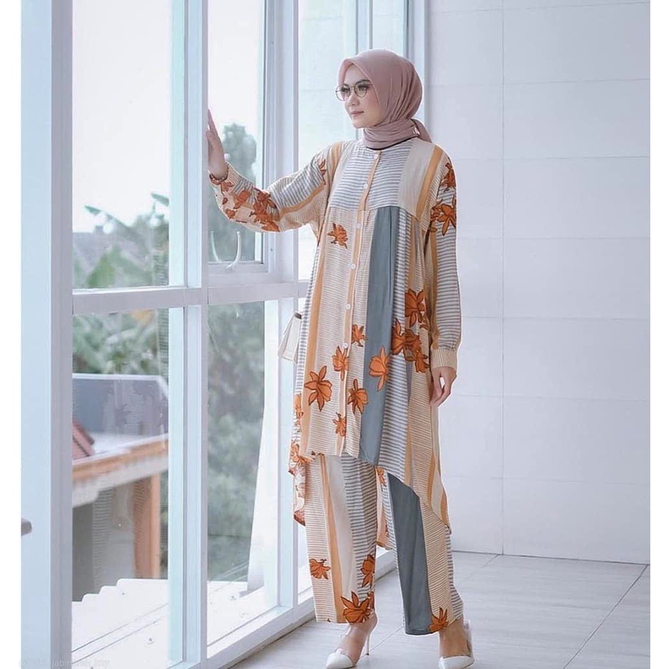 MANDA ONE SET WANITA / SETELAN RAYON DAILY ONE SET BAJU SETELAN PAJIMAS WANITA KEKINIAN-BAMBO LONG C