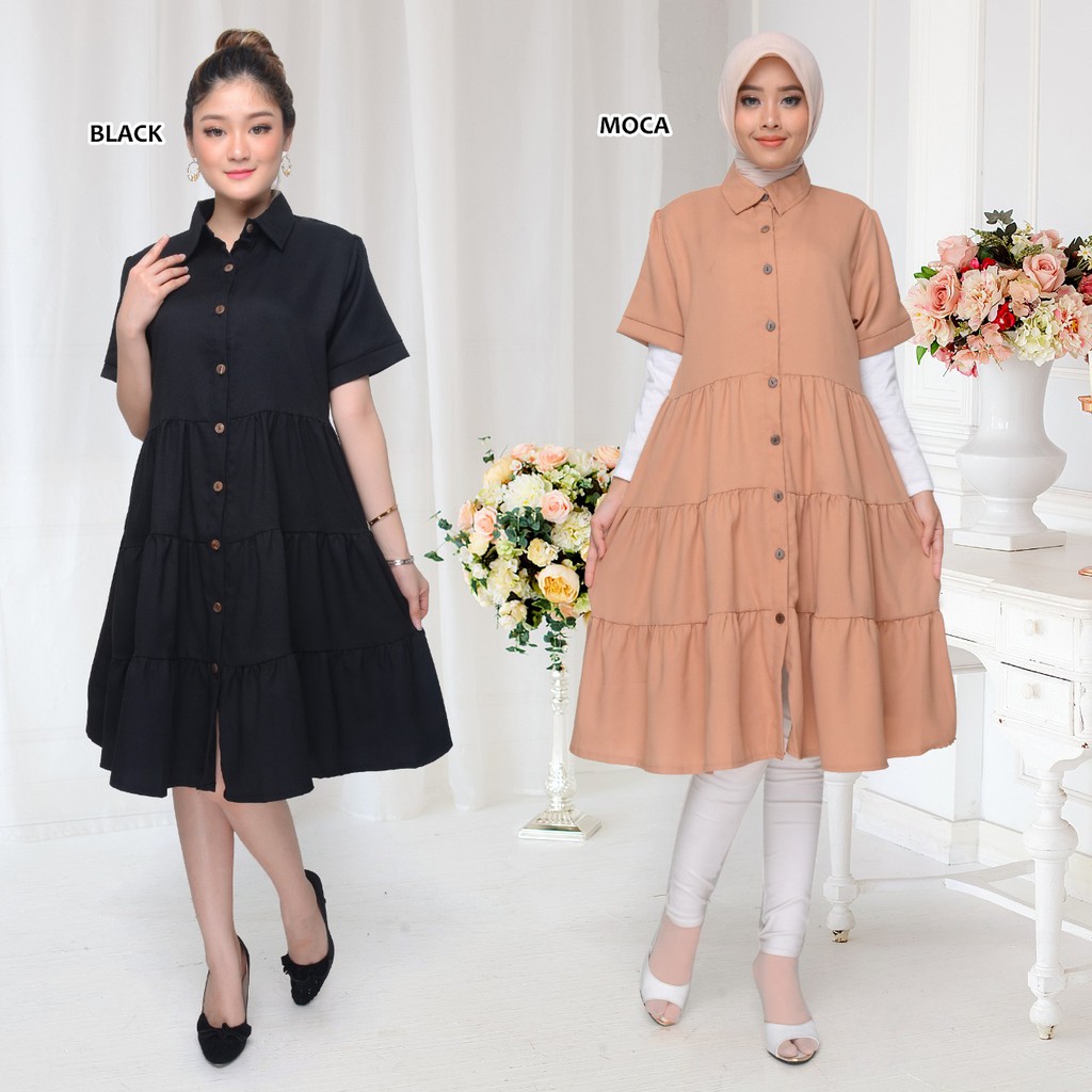 BAJU TUNIK WANITA LENGAN PENDEK KEKINIAN - BUSUI FRIENDLY