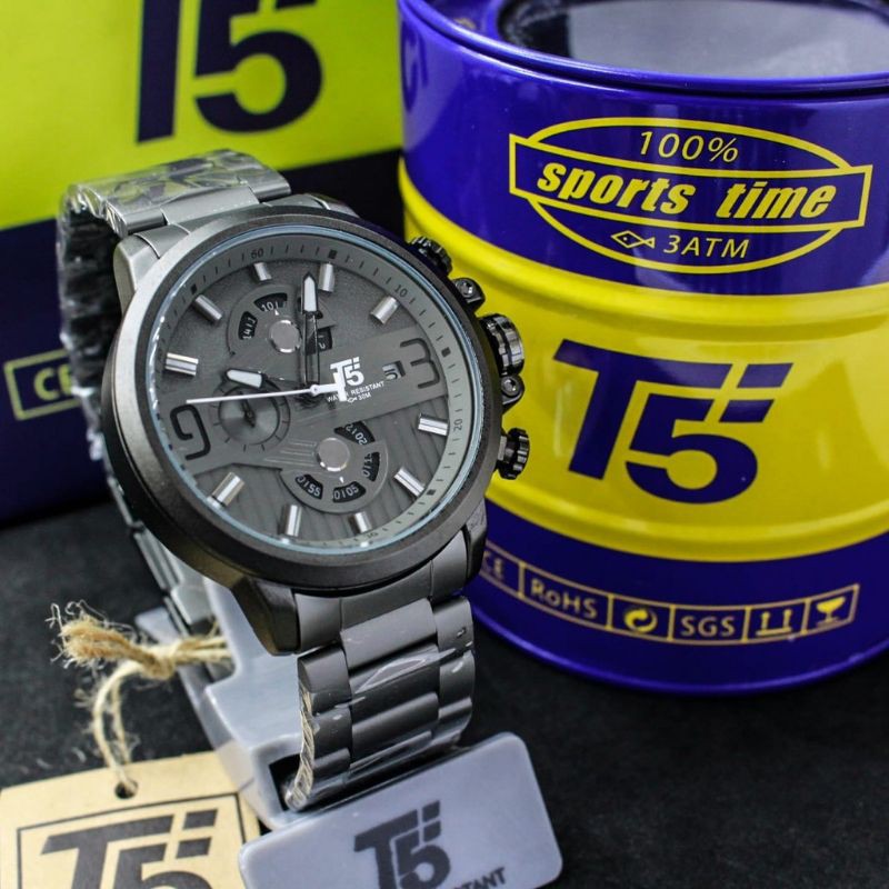 Jam T5 H 3610 original chronograph stainless water resist bergaransi free box