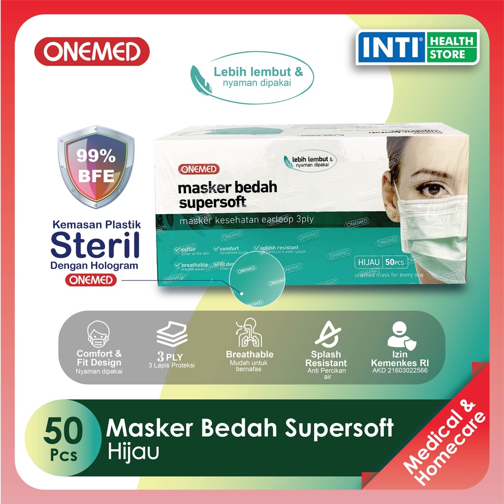 Onemed | Masker 3 Ply Medis SuperSoft Premium (Kemasan Steril)