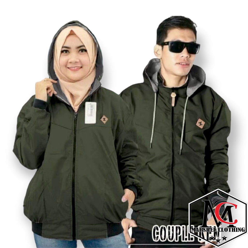 RCL - JAKET COUPLE BB PARASUT BOLAK BALIK 2 in 1 MAROON HITAM / JAKET PASANGAN / NAVY ABU GOLD MERAH