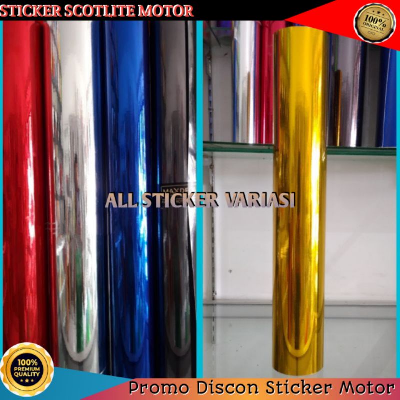 Sticker Skotlite Stiker Body Motor Biru Metalik - biru muda, silver gold dop/glossy
