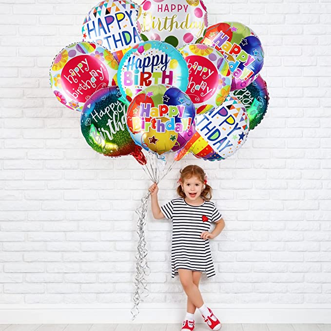 1 Pc Pack 10 Inch Round Happy Birthday Letter Aluminum Foil Balloons