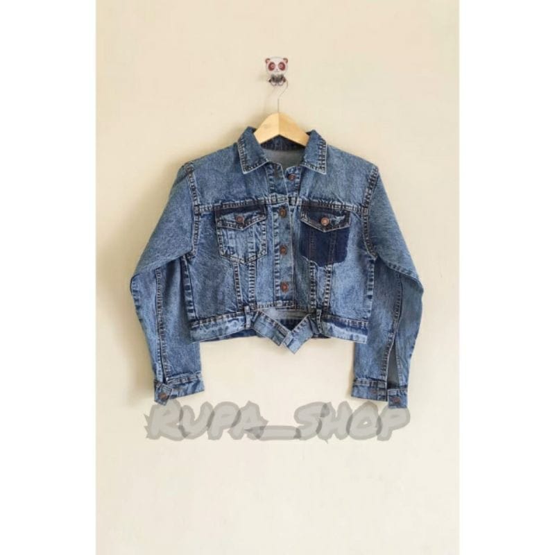 SNOWANSH JAKET JEANS CROP WANITA KANTONG BELANG