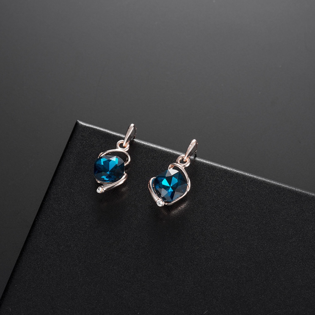 Hu Hu Hu Hu Hu Alat Bantu Pasang Kacamata♡ Set Kalung Anting Stud Liontin Berlian Imitasi Bentuk Persegi Untuk Wanita