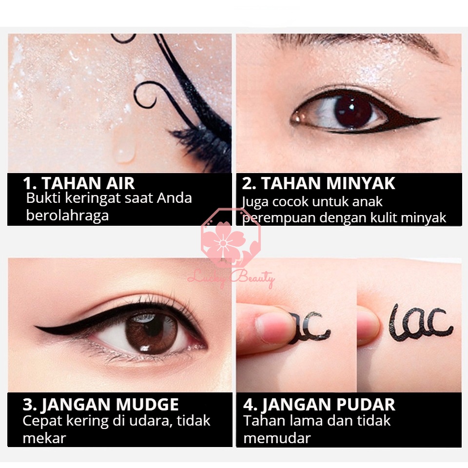 MOMO Eyeliner Waterproof Pen Anti Air Cair Eyeliner Pensil Pergi Dengan Mascara Dan Bulu Mata Make Up Eyeliner