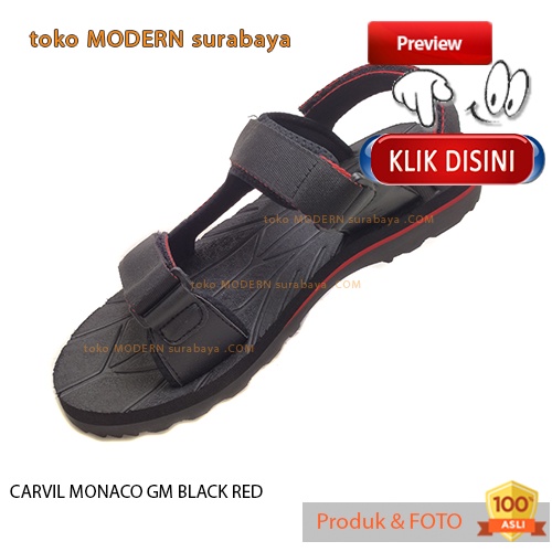 CARVIL MONACO GM BLACK RED sandal pria sandal gunung slide spons embos