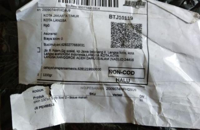 Topi Napkin 100s - 1 Ply Lipat 2 - Tissue Makan