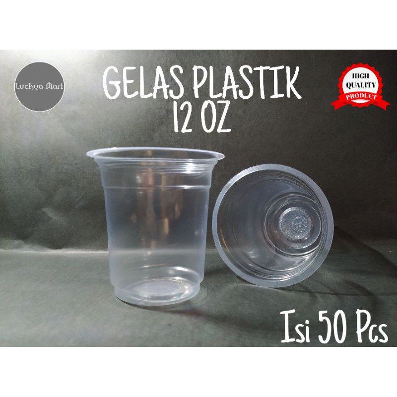 Gelas Cup plastik 12 oz / Gelas Plastik 12 Oz / Gelas Pop Ice / Gelas Plastik Bening uk. 12 oz