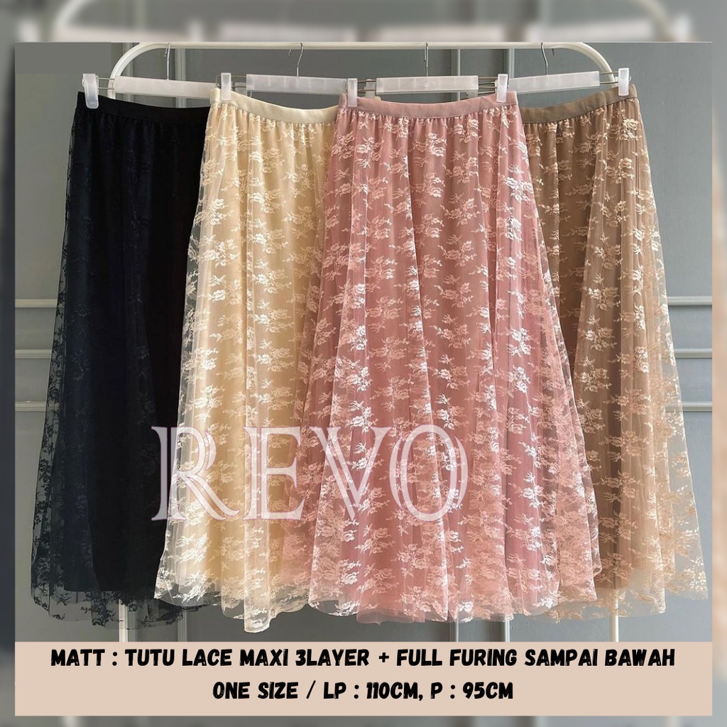 Rok Tutu Panjang Maxi Motif Bunga - Rok Tutu Full Furing 3 Layer // BISA COD - Revo Fashion Store