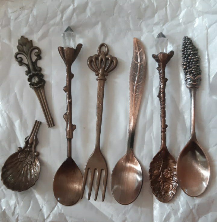 6pcs Sendok Kopi / Teh / Dessert Desain Ukiran Vintage