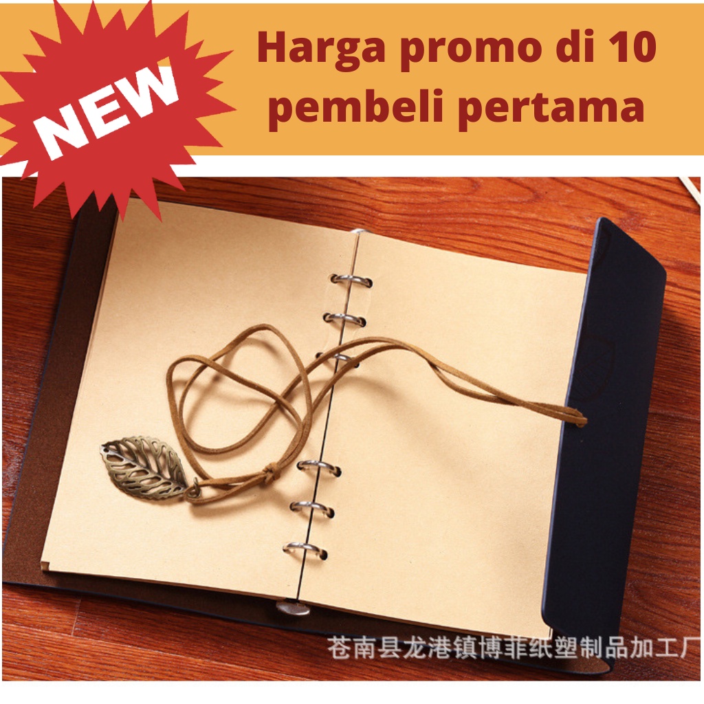 

Buku Catatan PHANTACI Buku Catatan Binder Kulit Retro Leaf Kertas B7 - BSD666